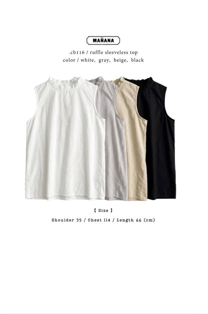 CB116 RUFFLE SLEEVELESS TOP