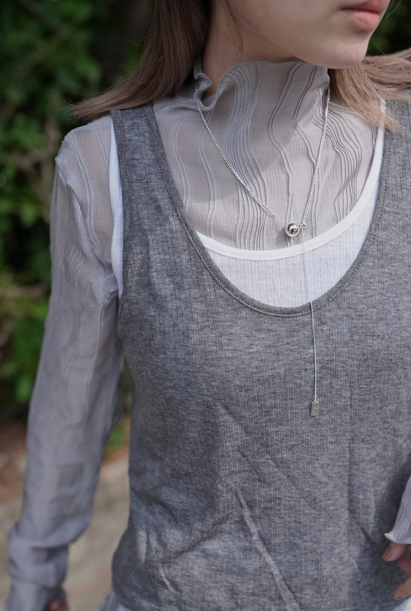 MZ964 SILVER BALL LAYERING NECKLACE