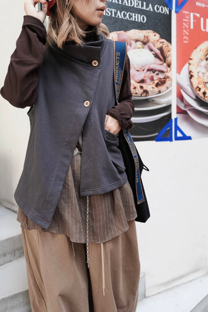 MZ955 BOTTLE NECK ASYMMETRIC VEST