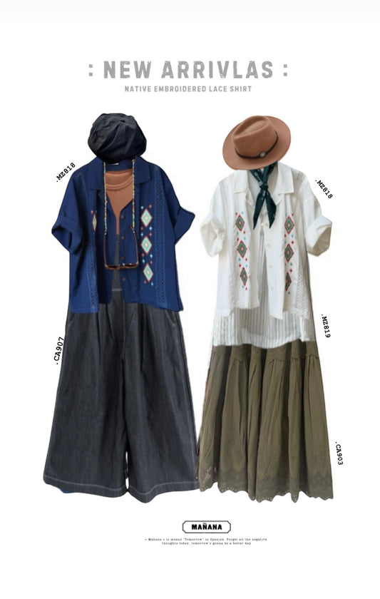 MZ818 NATIVE EMBROIDERED LACE SHIRT