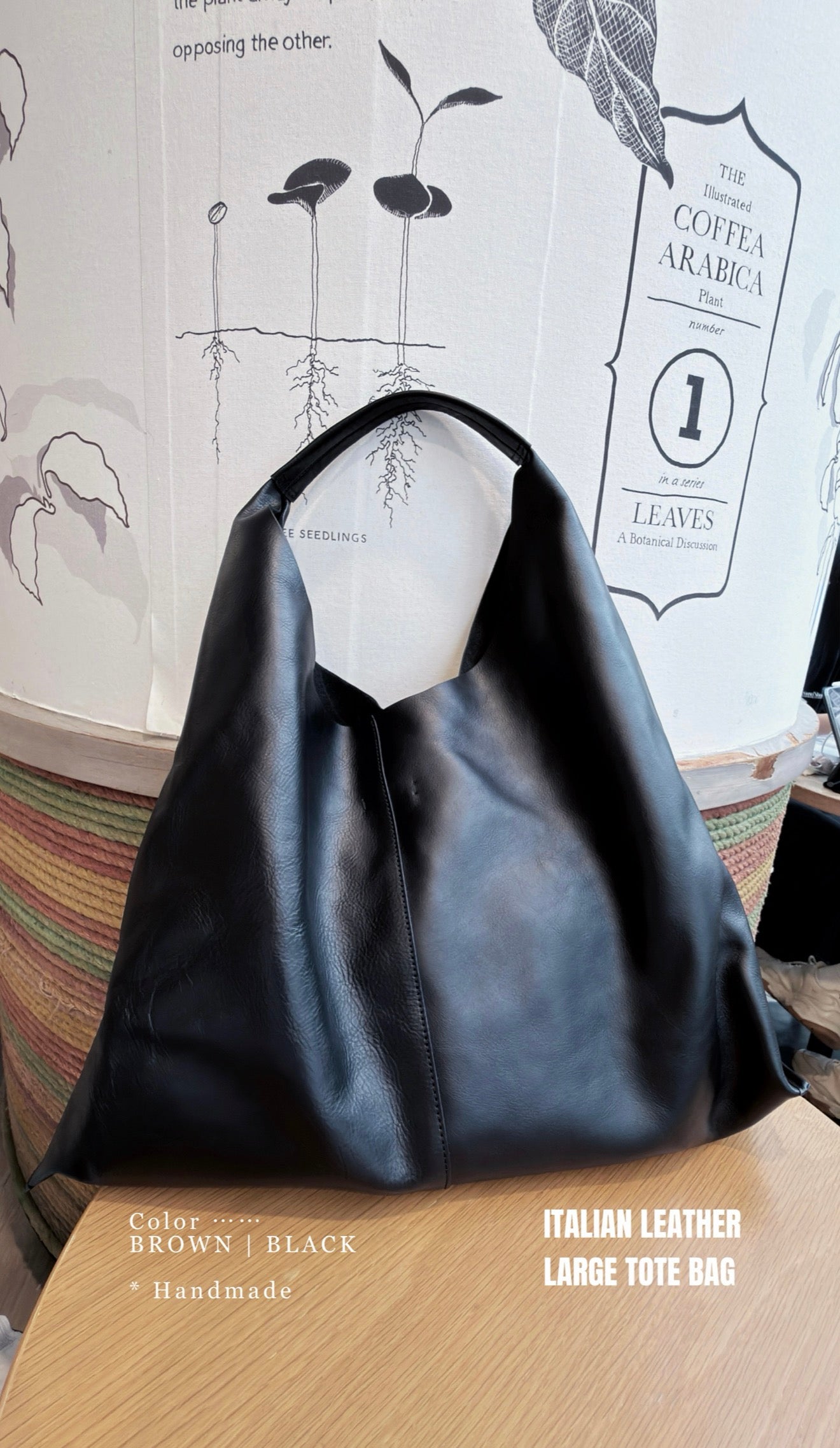 MZ838 ITALIAN LEATHER LARGE TOTE BAG / 2 COLORS