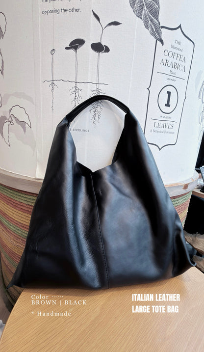 MZ838 ITALIAN LEATHER LARGE TOTE BAG / 2 COLORS