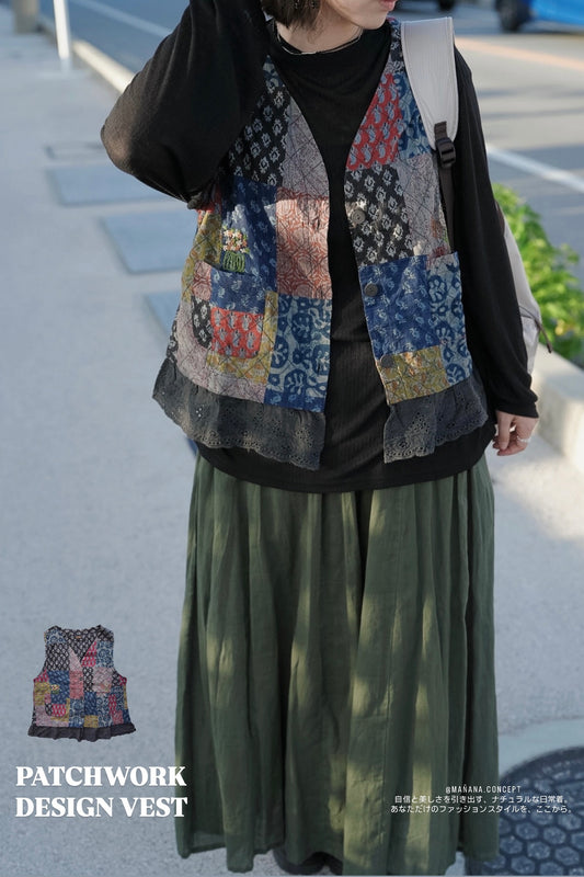 MB049 PATCHWORK DESIGN VEST