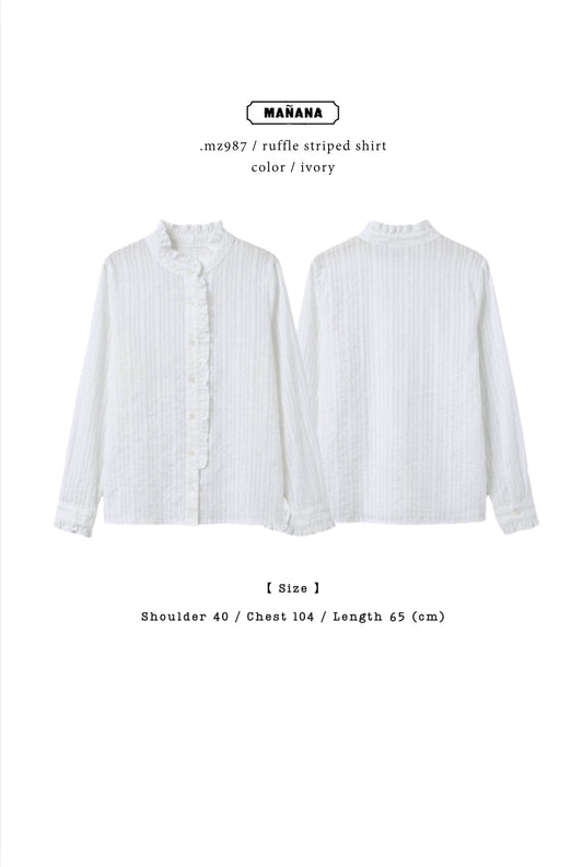 MZ987 RUFFLE STRIPED SHIRT