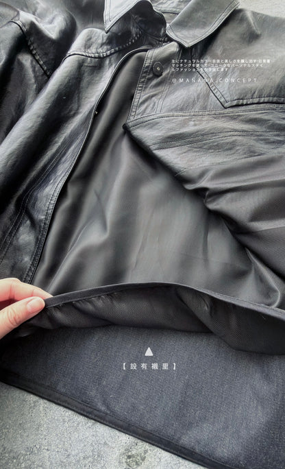 MZ945 FAUX LEATHER TRENCH JACKET