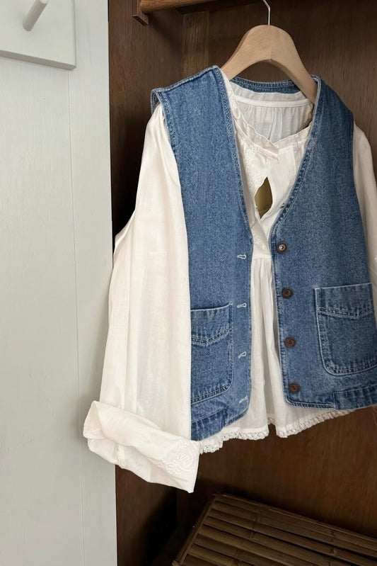 MB051 V-NECK DENIM VEST