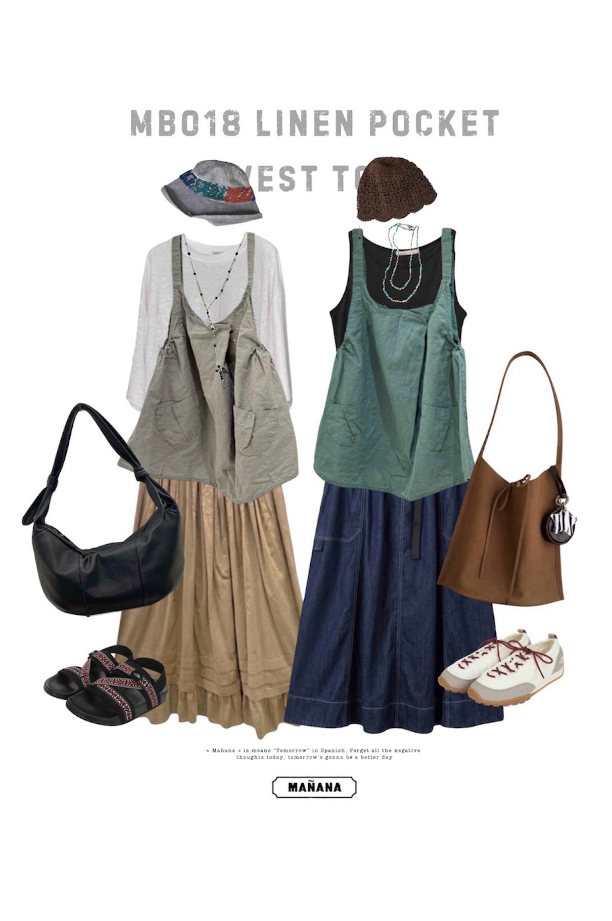 MB018 LINEN POCKET VEST TOP