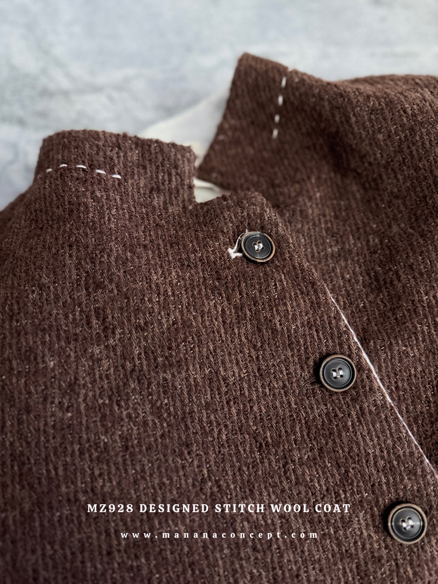 MZ928 DESIGNED STITCH WOOL COAT