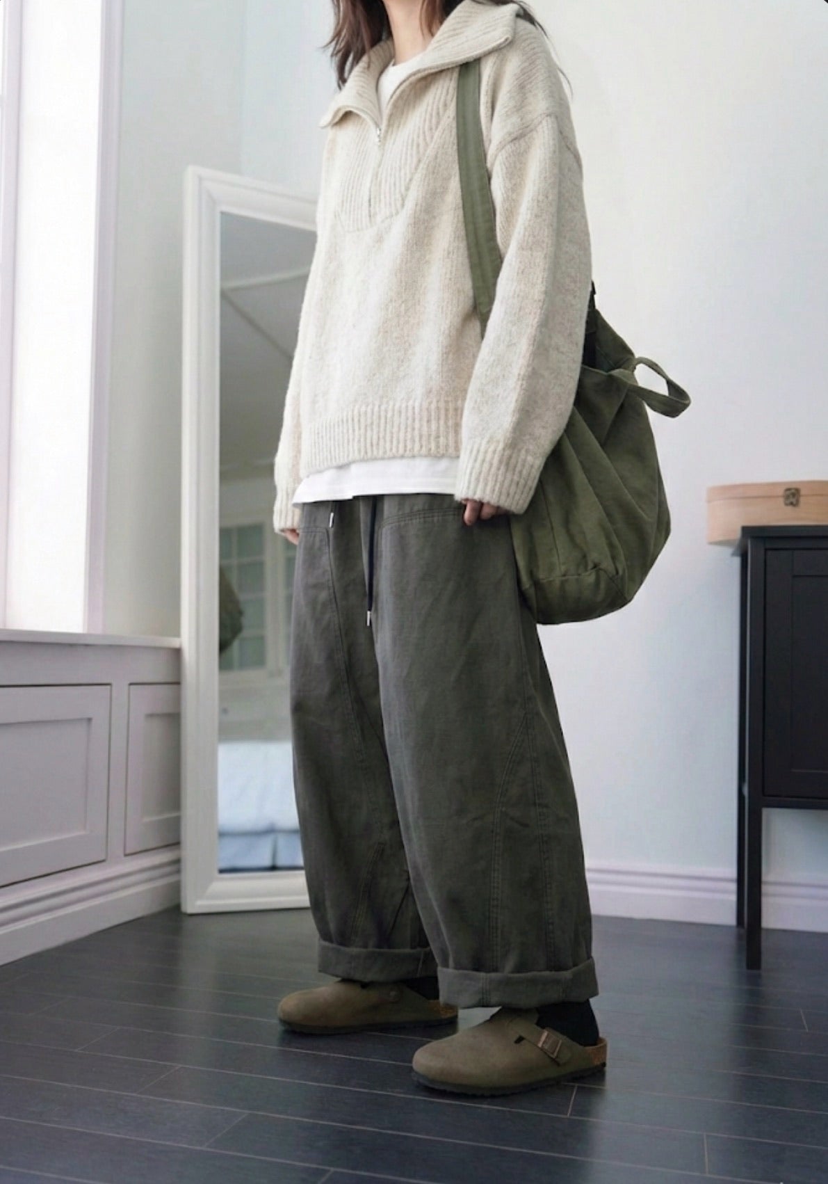 MZ939 BALLOON COTTON STRING WIDE PANTS