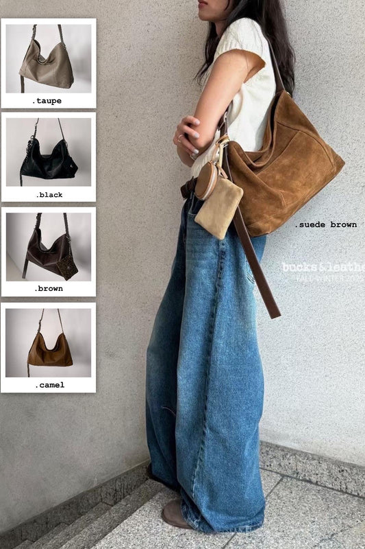 MZ847 LEATHER SQUARE TOTE BAG / 5 COLORS