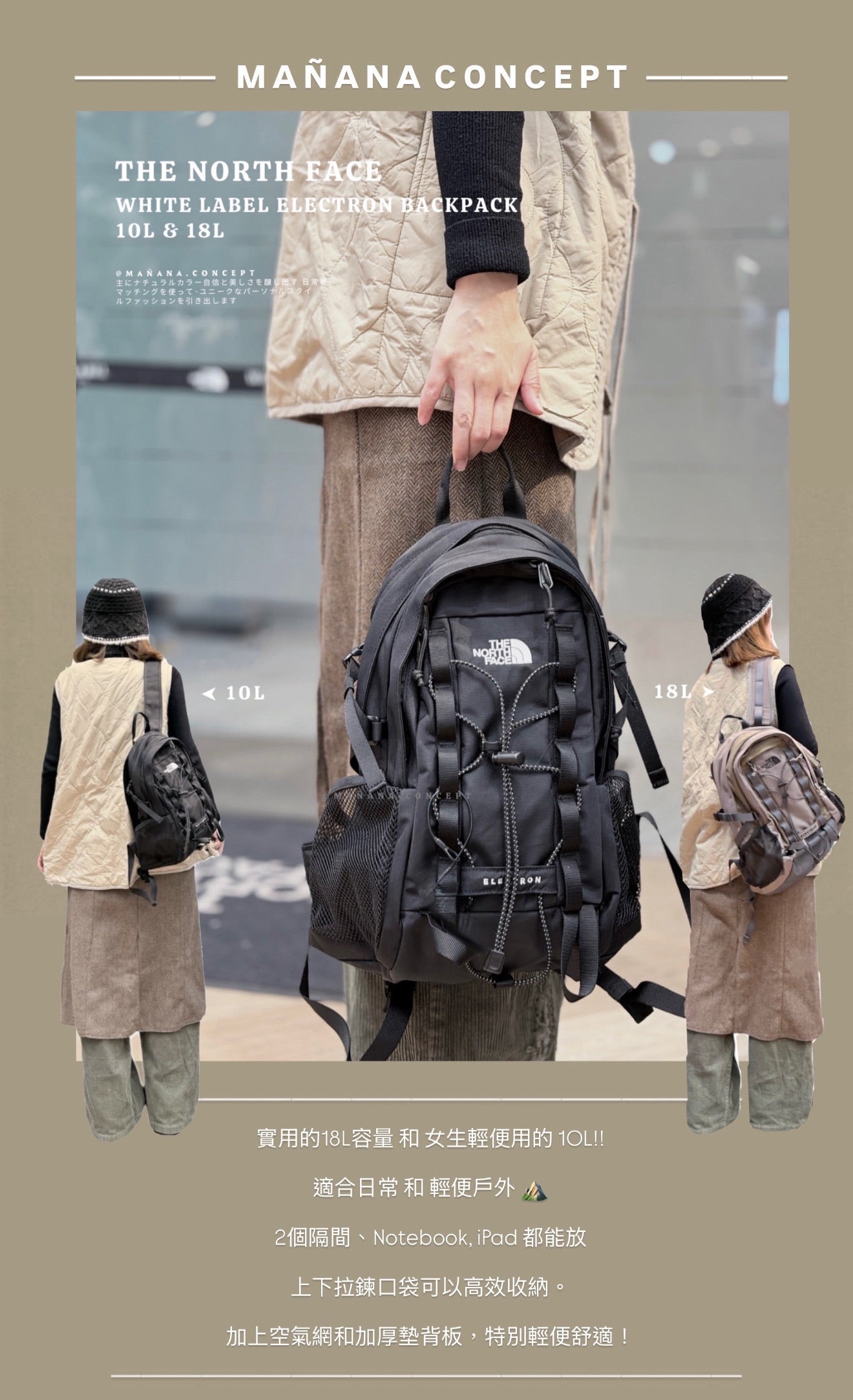 THE NORTH FACE - WHITE LABEL ELECTRON BACKPACK 10L & 18L