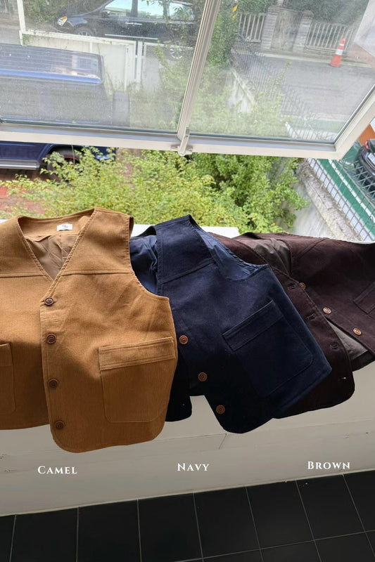 MZ849 V-NECK CORDUROY VEST