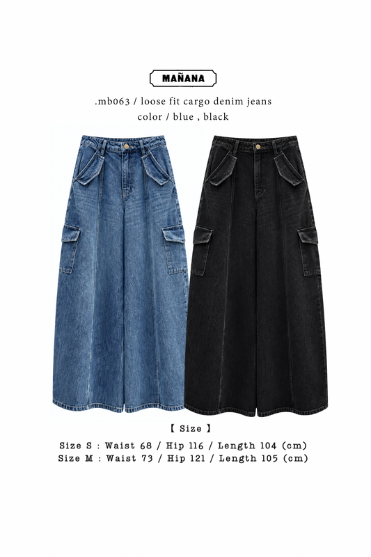 MB063 LOOSE FIT CARGO DENIM JEANS