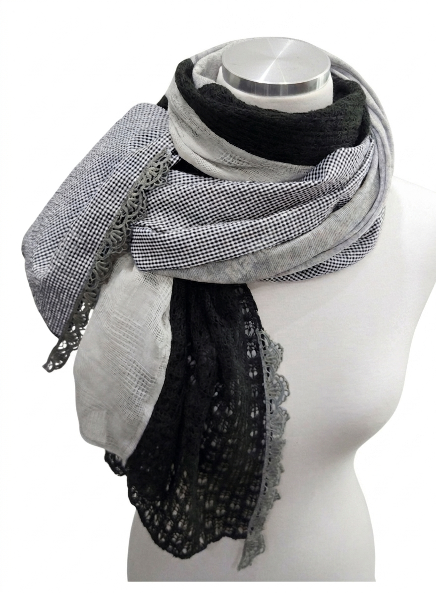 MZ959 PATCHWORK KNIT SCARF
