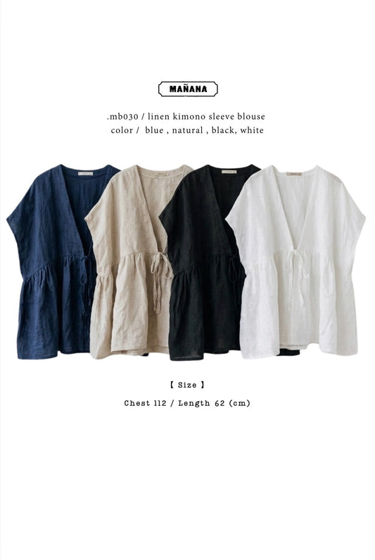 MB030 LINEN KIMONO SLEEVE BLOUSE