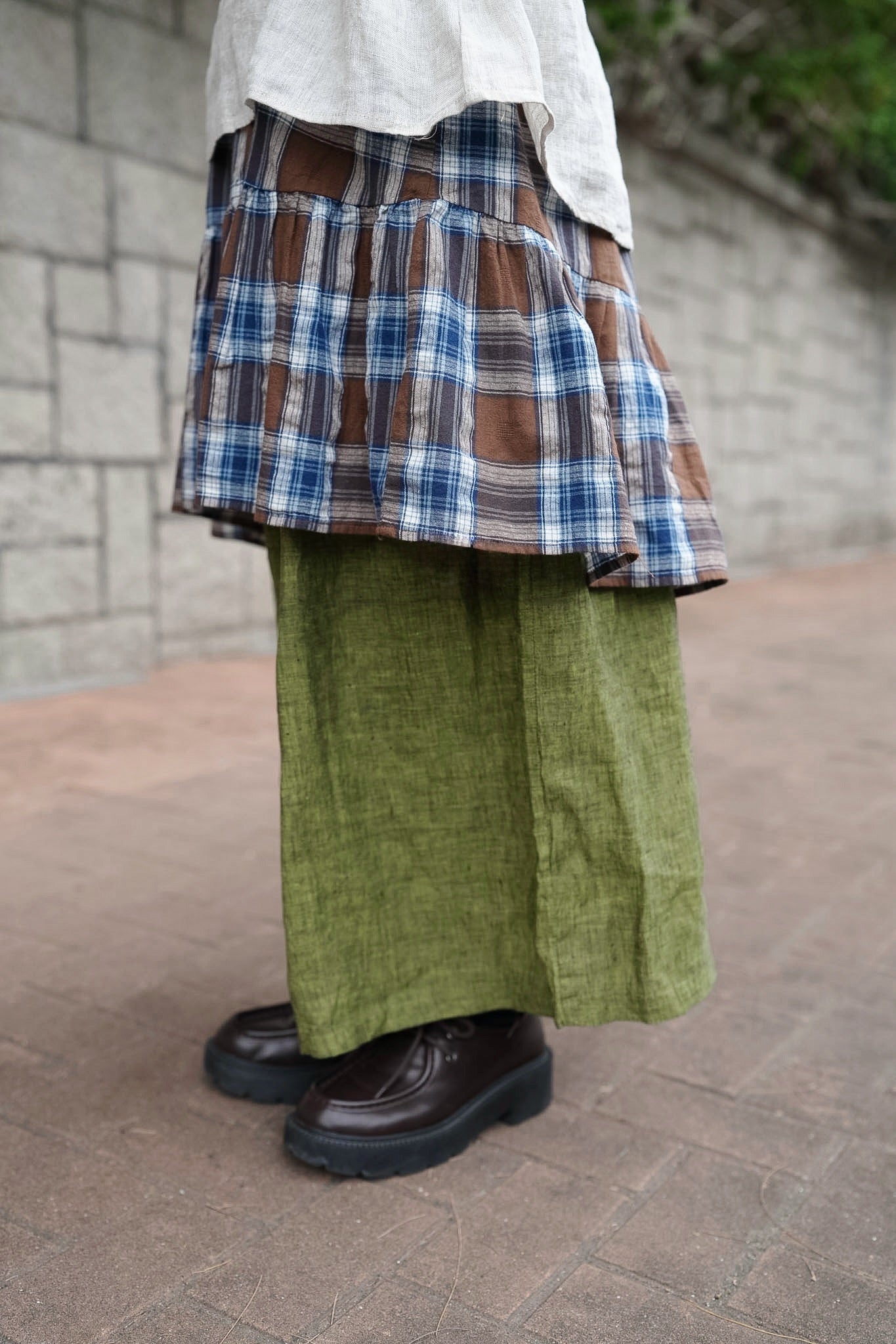CB119 DOBBY PLAID MIDI DRESS