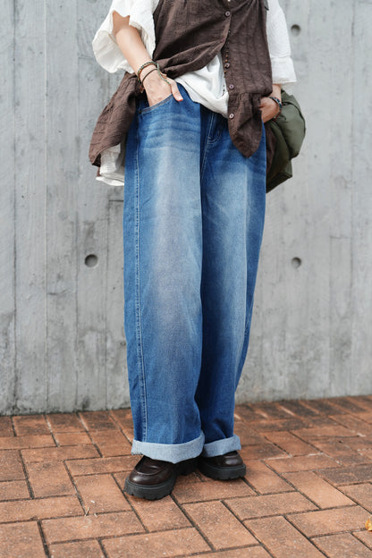 CB141 LOOSE-FIT WASHED DENIM JEANS