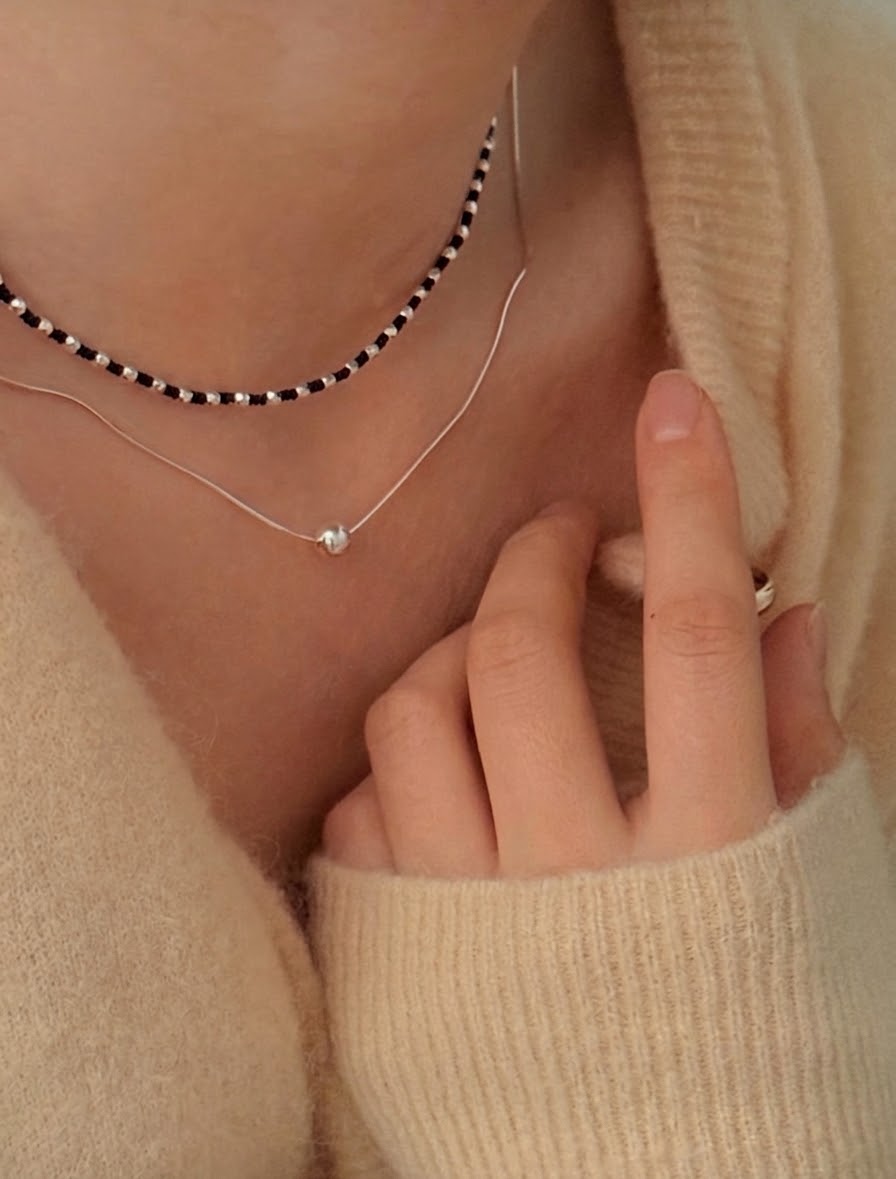 MB028 SILVER 925 BLACK CHOKER 〔 L'Heure Bleue 〕