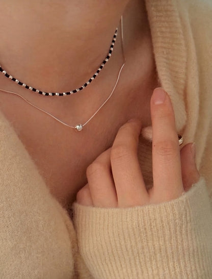 MB028 SILVER 925 BLACK CHOKER 〔 L'Heure Bleue 〕