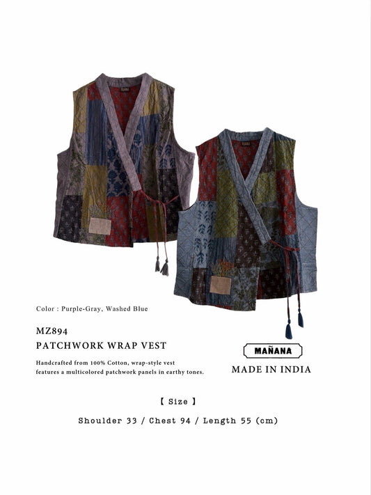 MZ894 PATCHWORK WRAP VEST