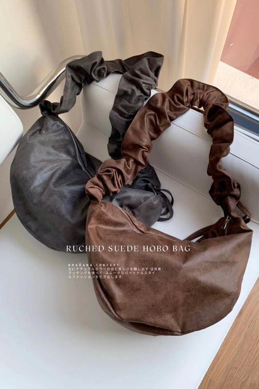 MZ820 RUCHED SUEDE HOBO BAG