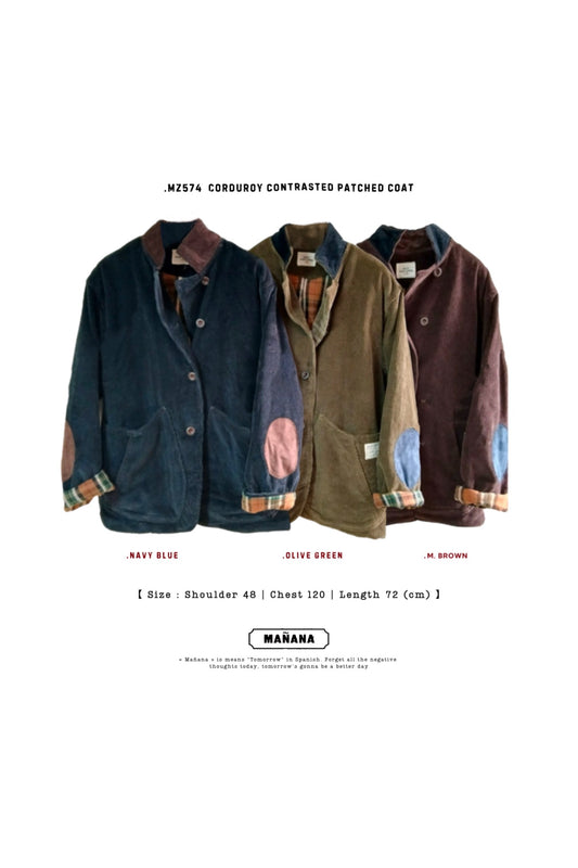 MZ574 CORDUROY CONTRASTED PATCHED COAT