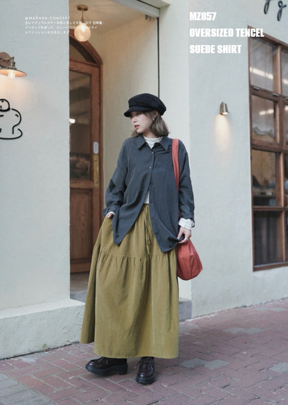 MZ857 OVERSIZED TENCEL SUEDE SHIRT