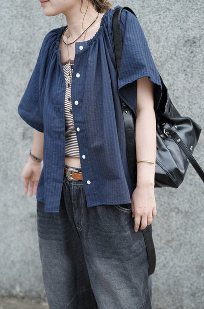 MB005 GATHERED NECK SMOCK BLOUSE