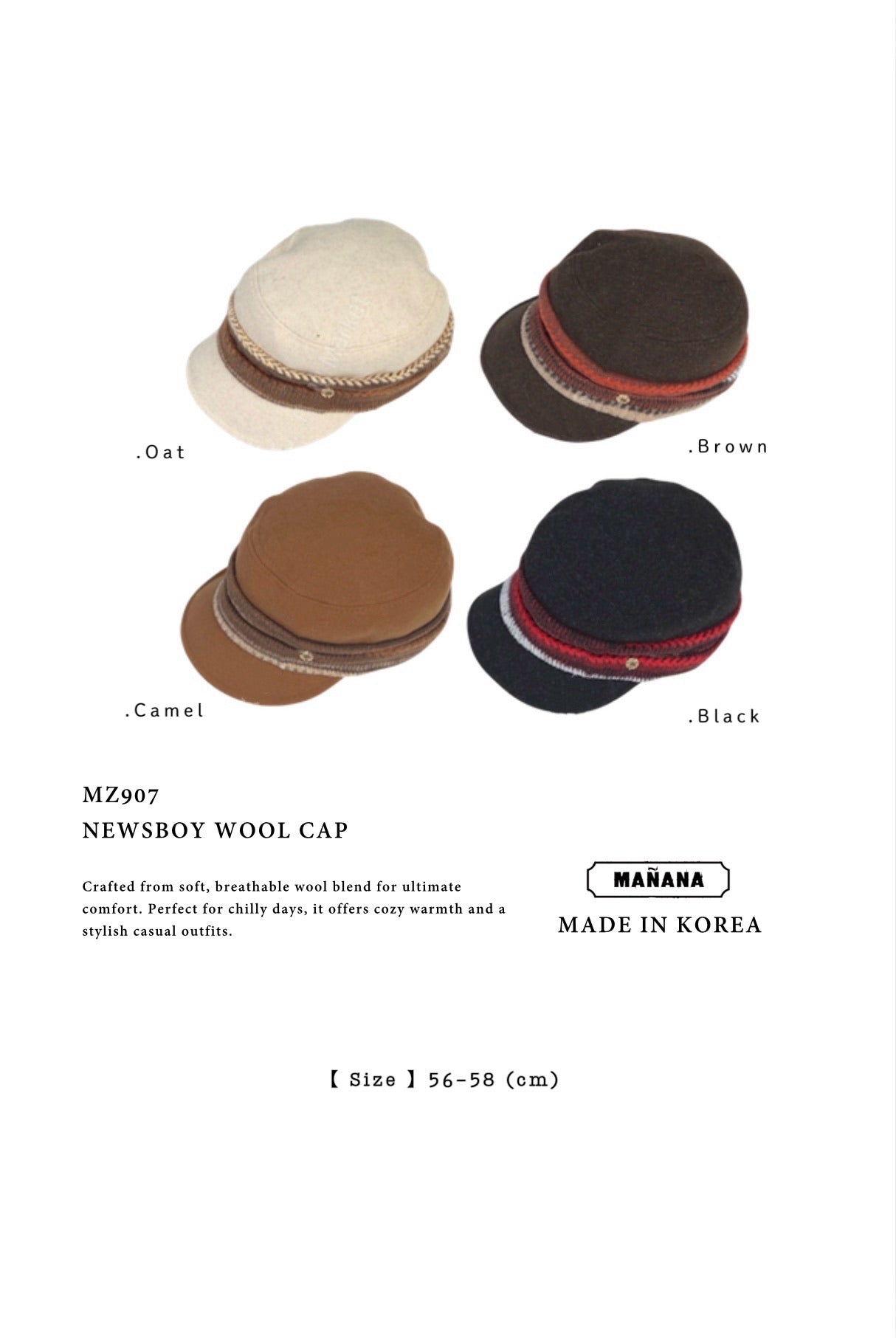 MZ907 NEWSBOY WOOL CAP