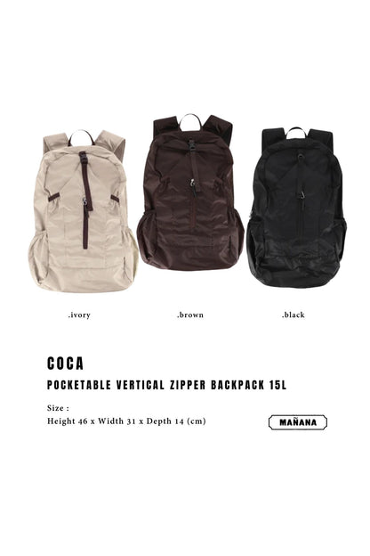 COCA POCKETABLE VERTICAL ZIPPER BACKPACK