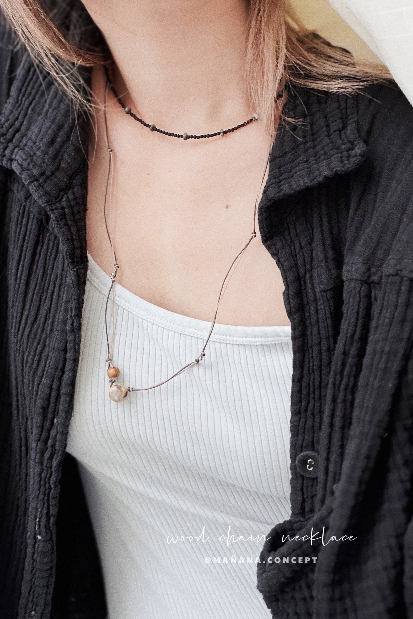 MZ962 WOOD CHAIN NECKLACE