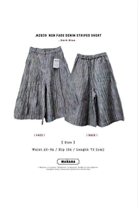 MZ839 NON FADE DENIM STRIPED SHORT