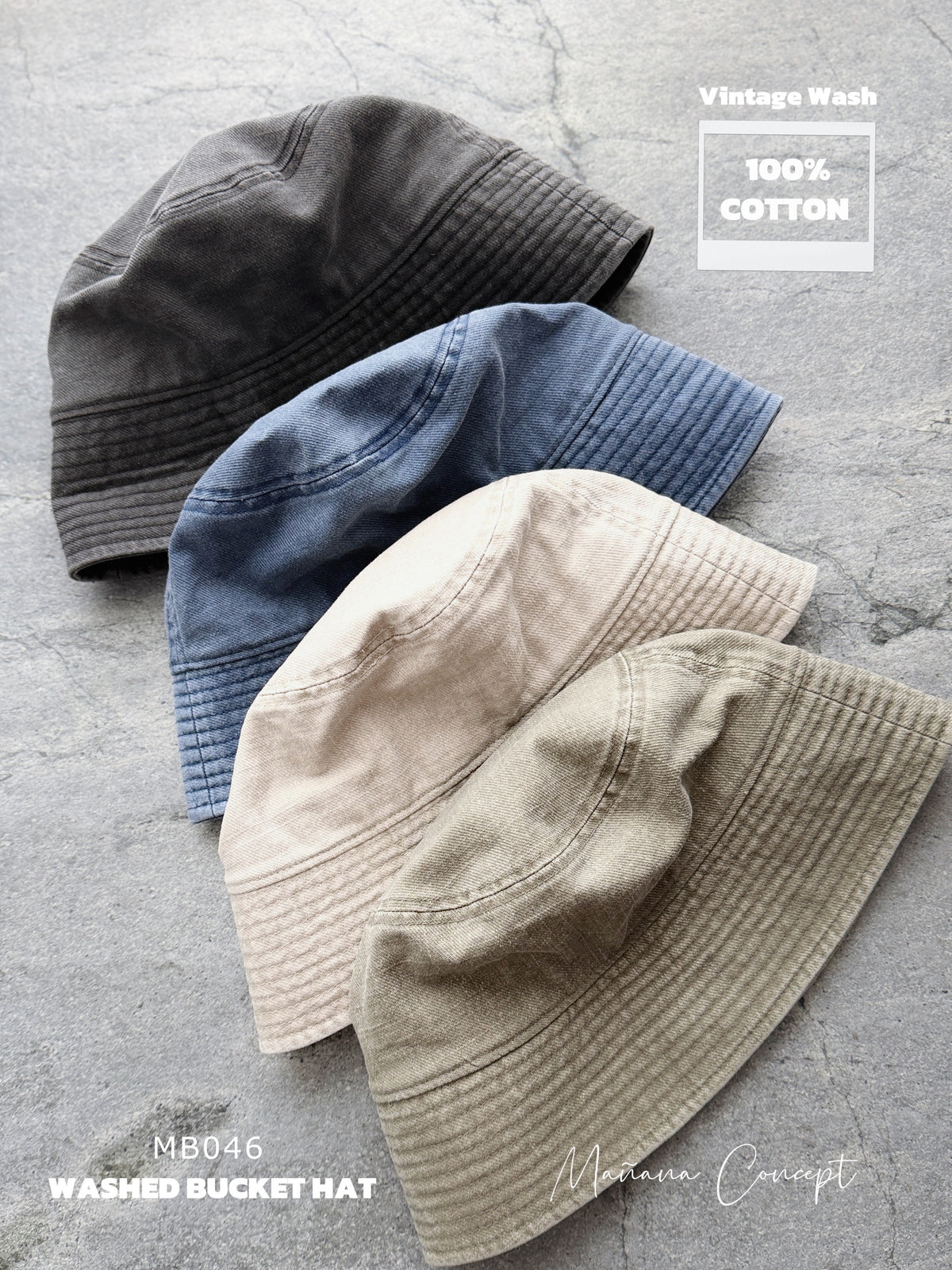 MB046 WASHED BUCKET HAT