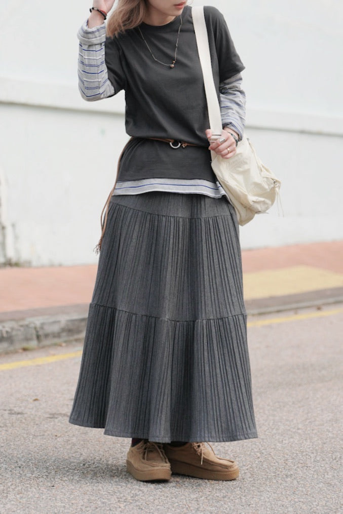 MZ971 PLEATED KNIT SKIRT