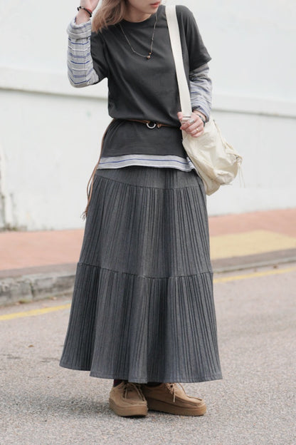 MZ971 PLEATED KNIT SKIRT