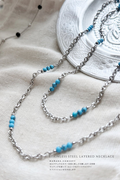 MB013 STAINLESS STEEL LAYERED NECKLACE