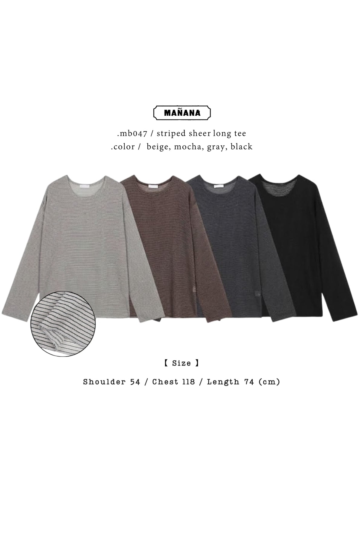 MB047 STRIPED SHEER LONG TEE