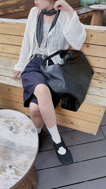 MZ838 ITALIAN LEATHER LARGE TOTE BAG / 2 COLORS