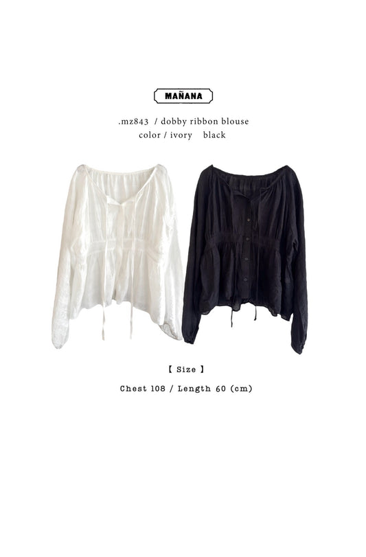 MZ843 DOBBY RIBBON BLOUSE