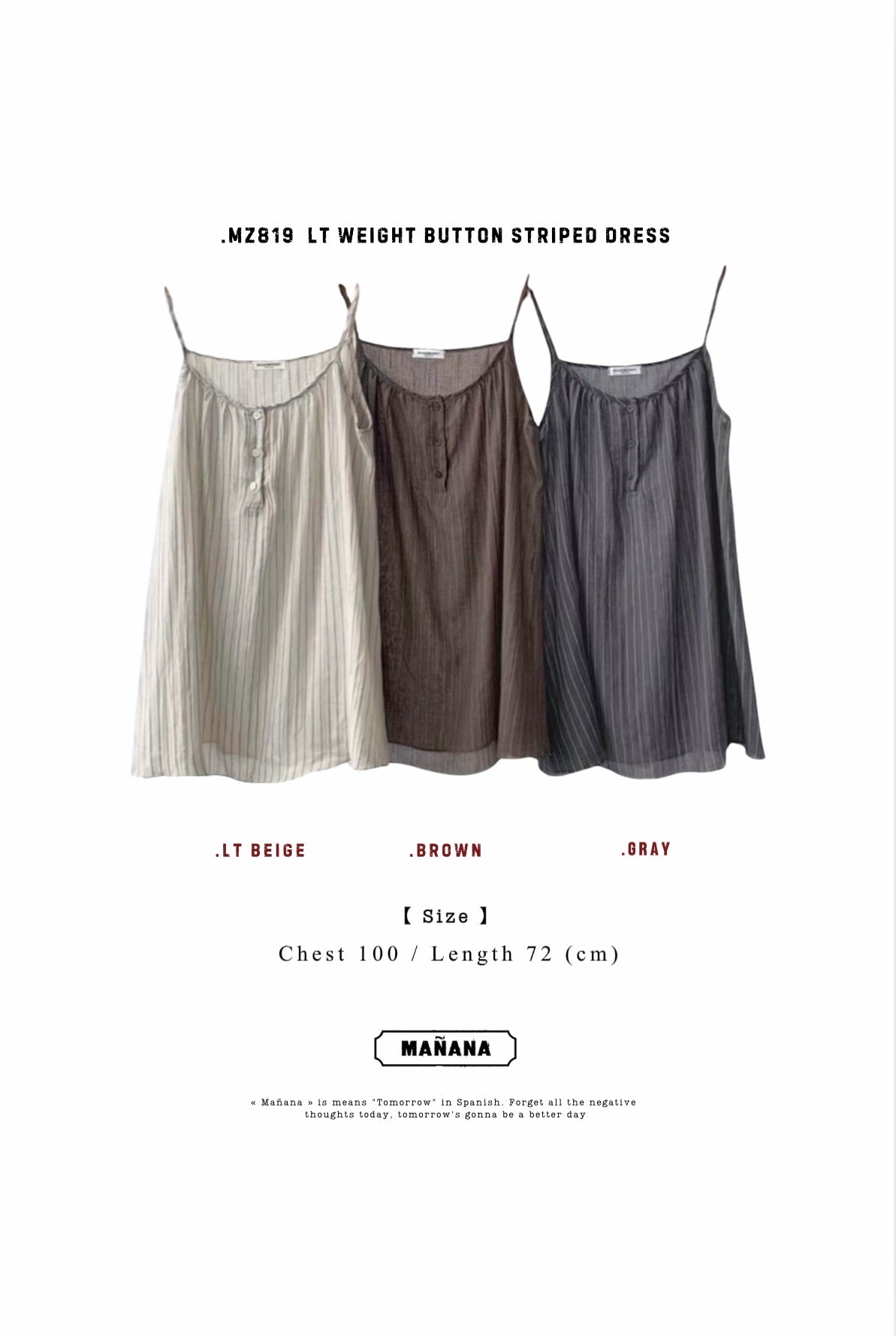 MZ819 LT WEIGHT BUTTON STRIPED DRESS