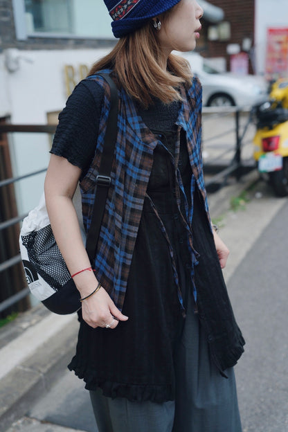 MZ768 BLACK WATCH TARTAN VEST