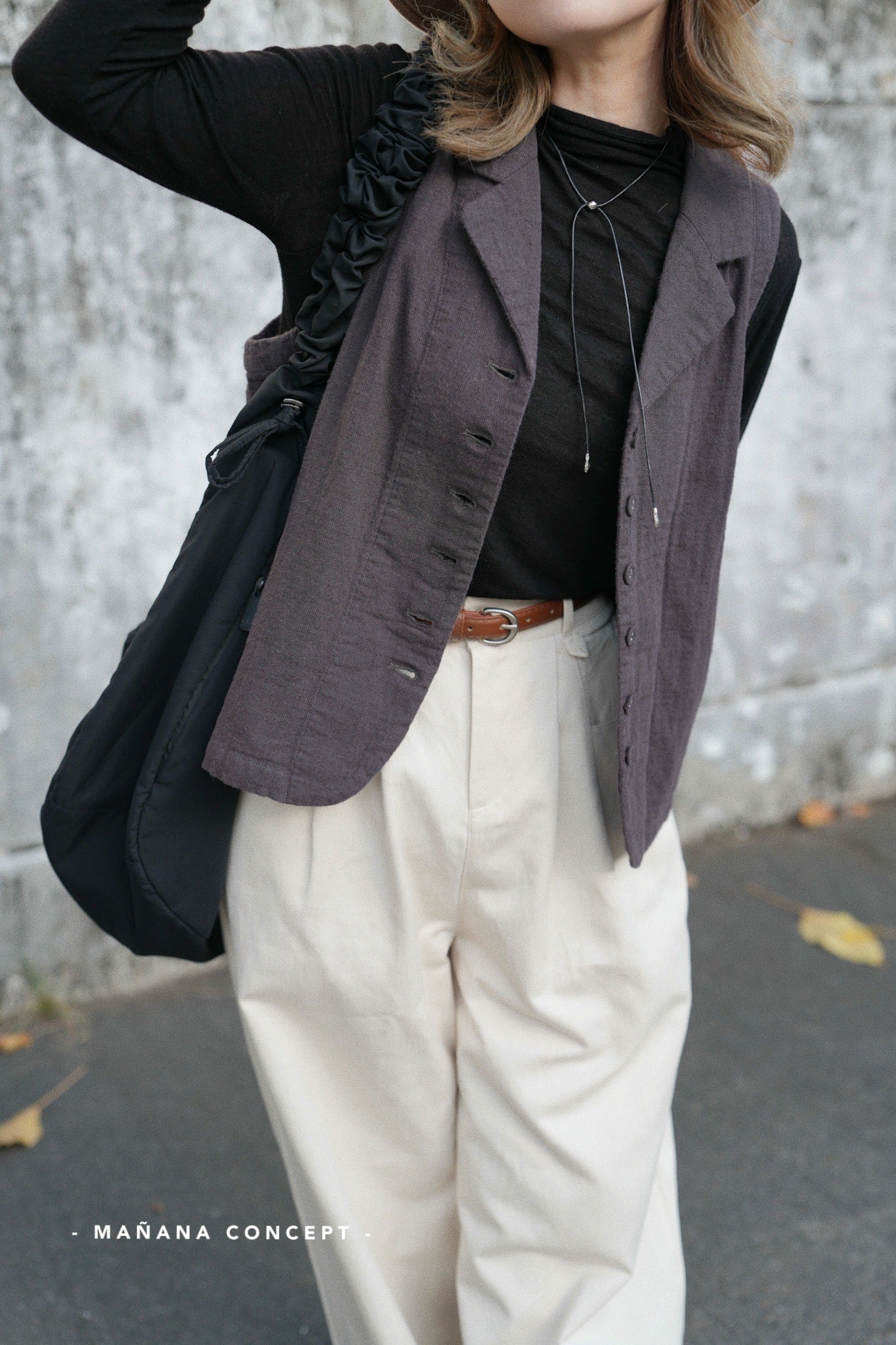NA437 LINEN WORK VEST