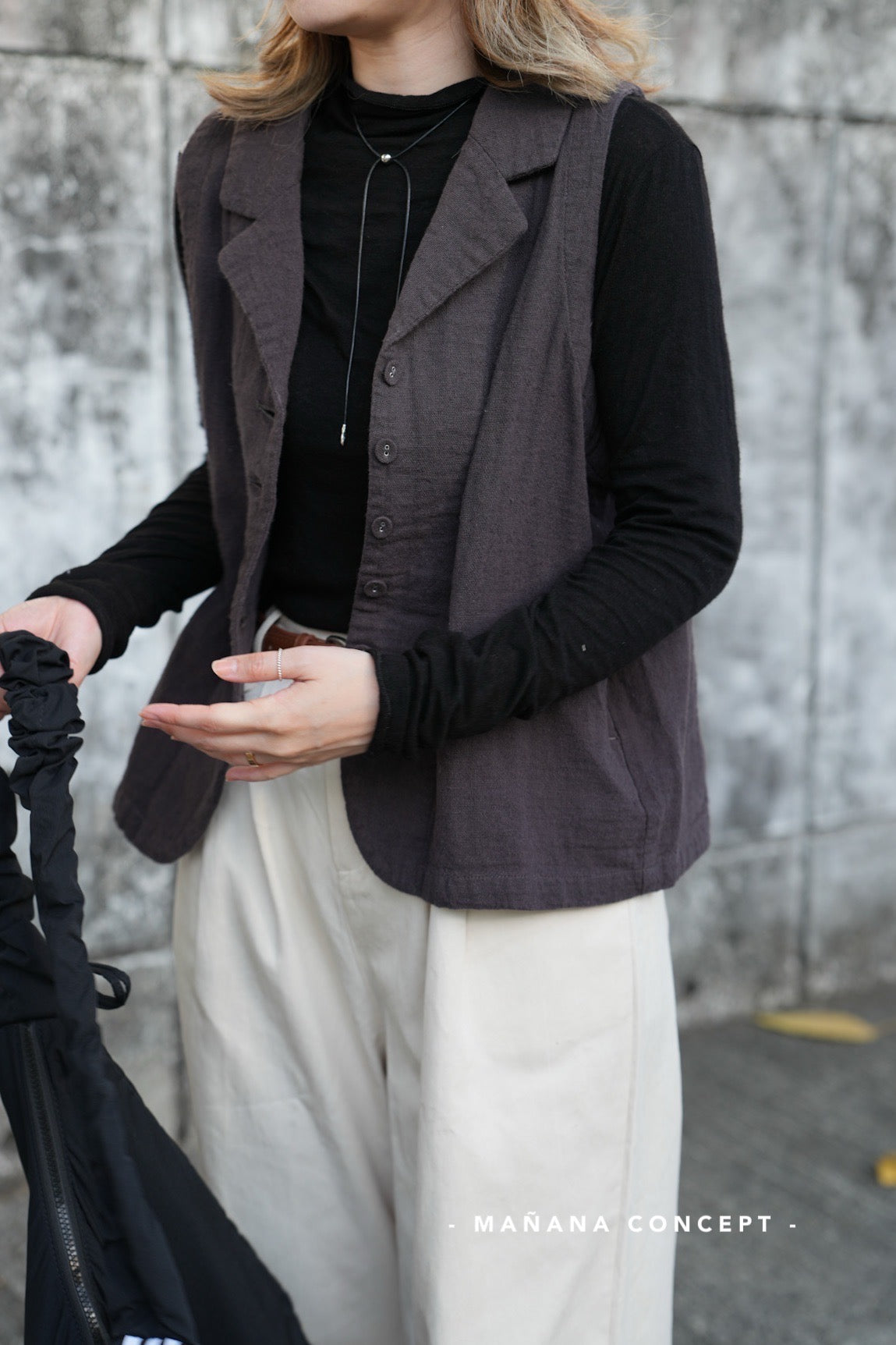 NA437 LINEN WORK VEST