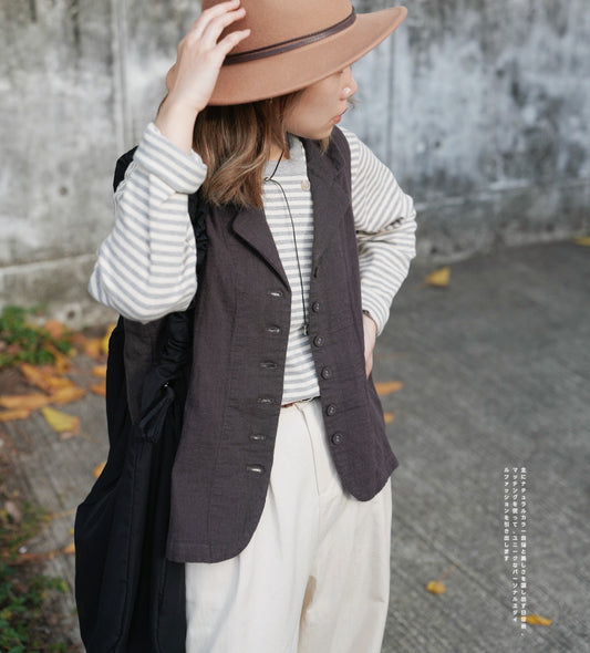 NA437 LINEN WORK VEST
