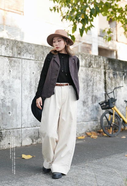 NA437 LINEN WORK VEST