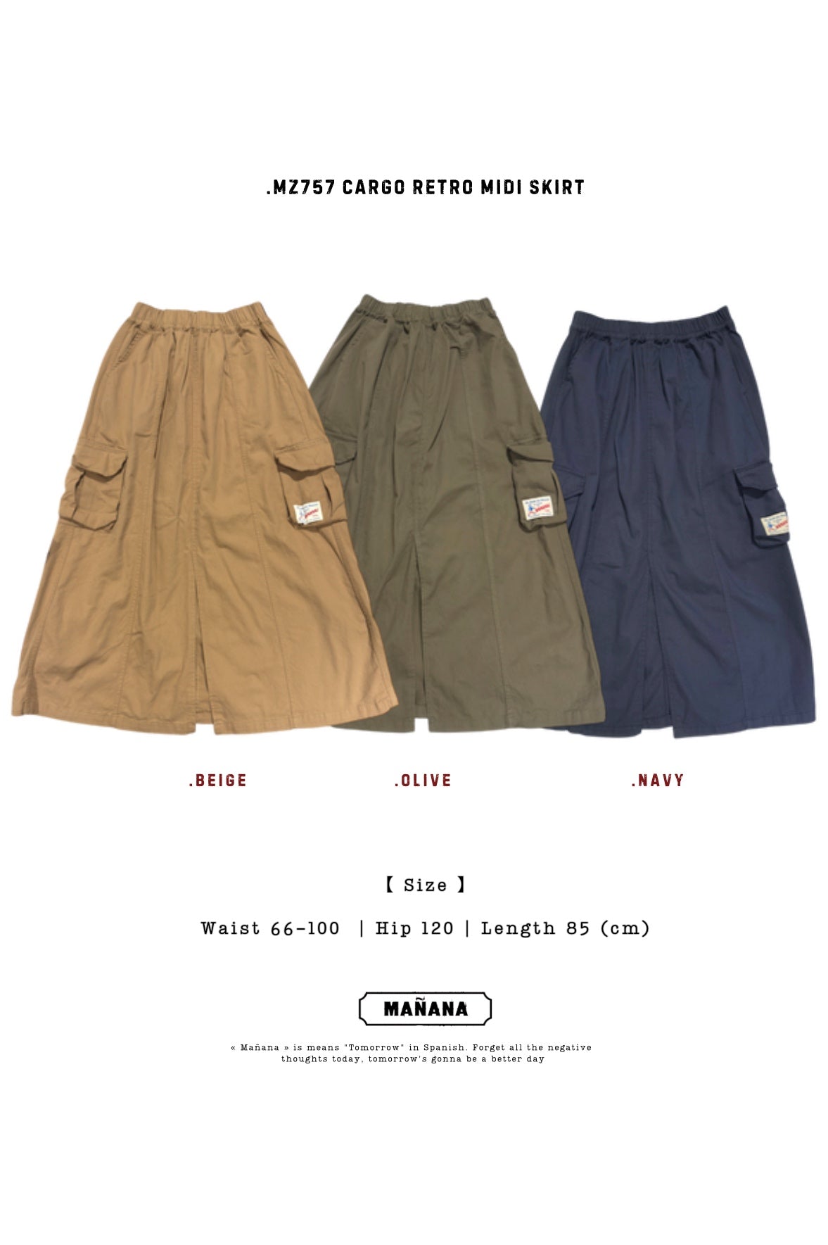 MZ757 CARGO RETRO MIDI SKIRT