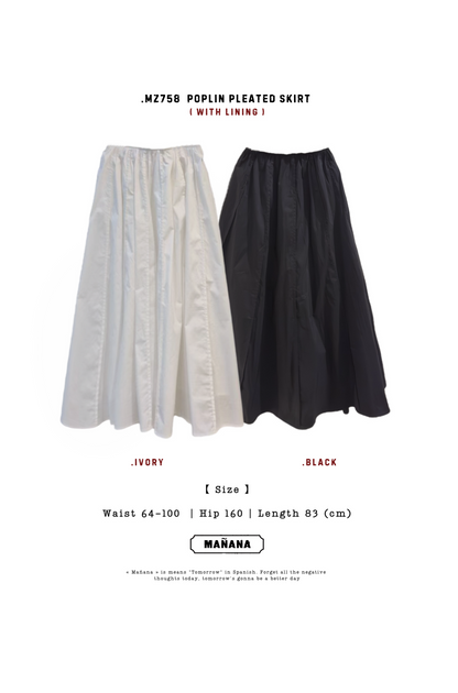 MZ758 POPLIN PLEATED SKIRT ( WITH LINING )