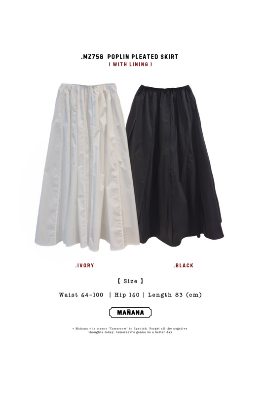 MZ758 POPLIN PLEATED SKIRT ( WITH LINING )