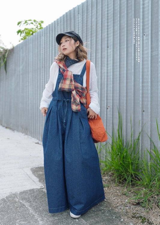 MZ630 DENIM HICKORY STRIPE JUMPER PANTS