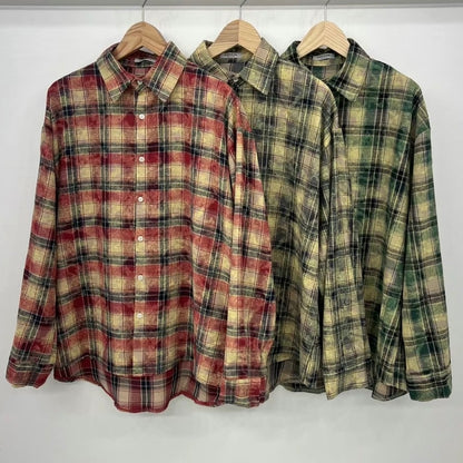 MZ629 BLEACHED PLAID SHIRT